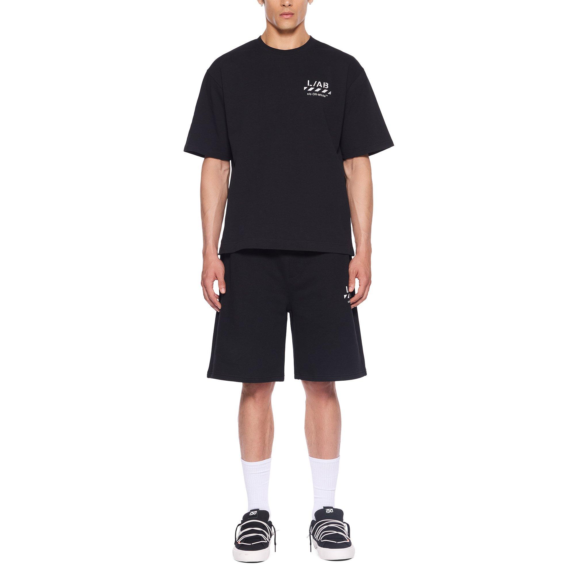 L/AB c/o Off-White Men's Diagonal Open Hem Shorts - BLACK